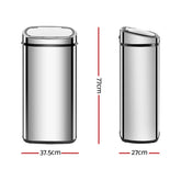 Devanti 68L Motion Sensor Bin Rubbish Automatic Silver